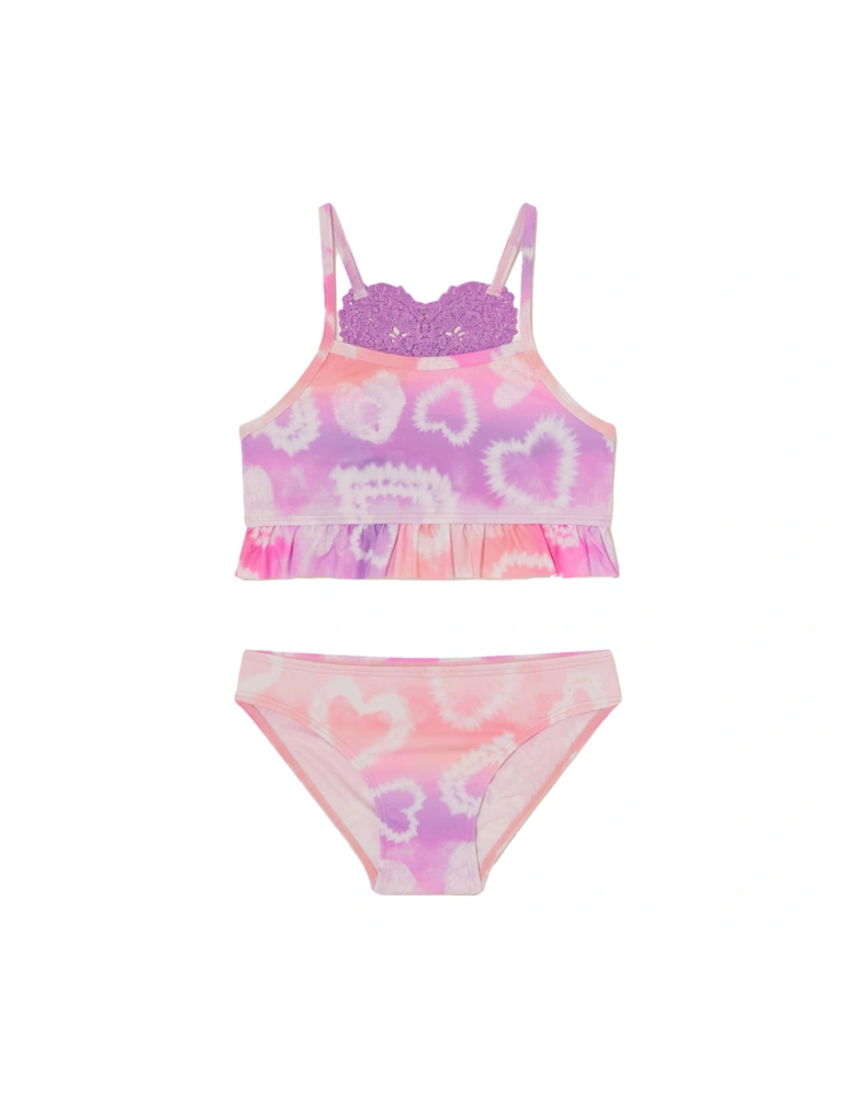 Girls Tie Dye Heart Bikini - Lilac