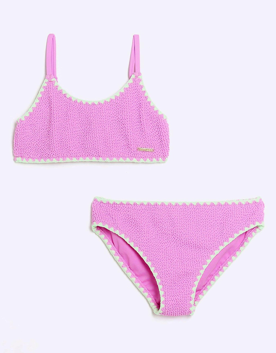 Girls Textured Stitch Bikini Set - Purple, 6 of 5