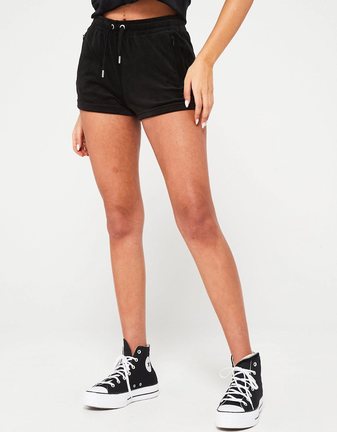 Tamia Velour Shorts With Juicy Diamante Logo - Black, 3 of 2