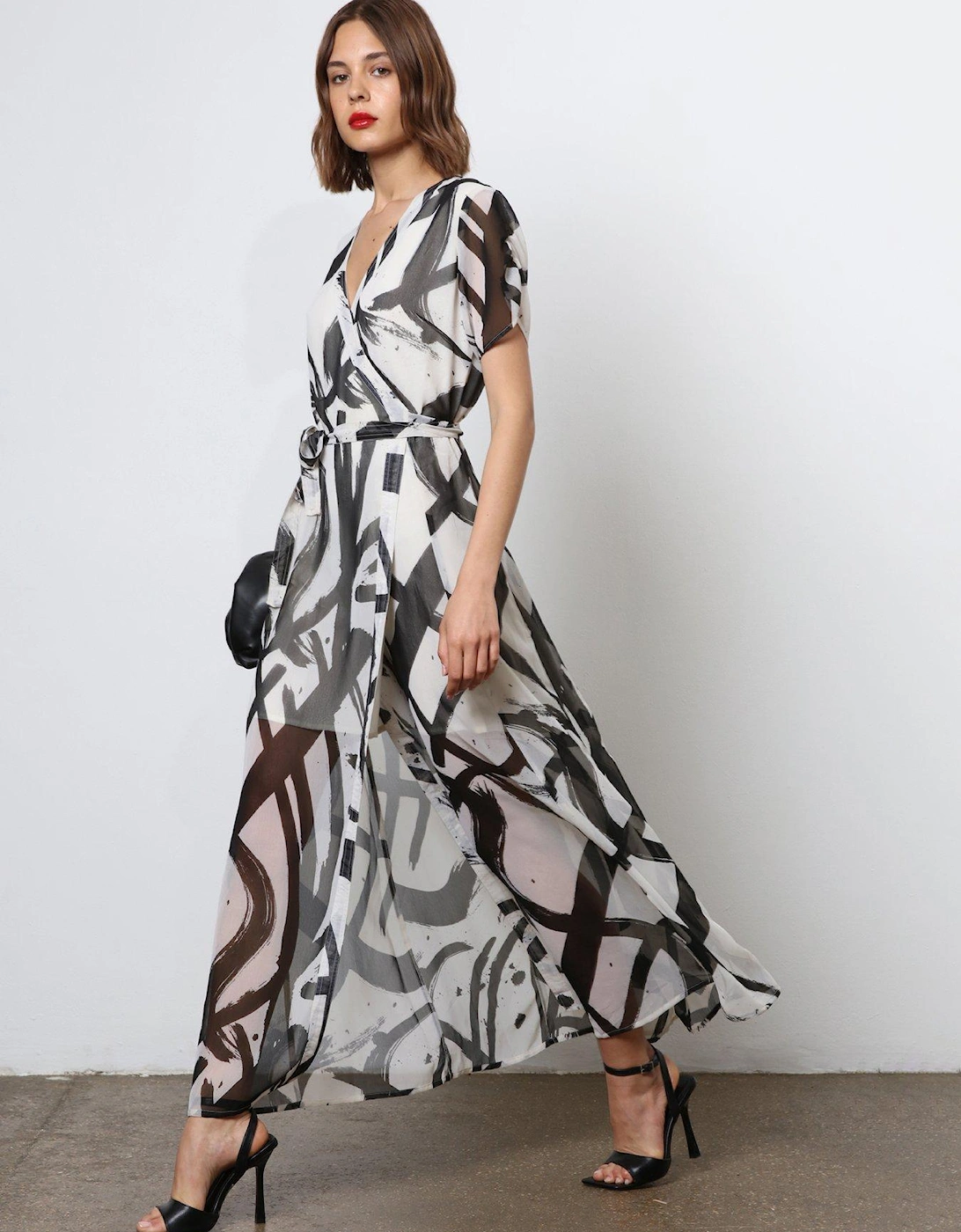 Abstract Wrap Dress - White, 2 of 1