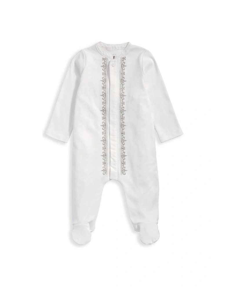 Baby Boys Embroidered Eid Sleepsuit - White