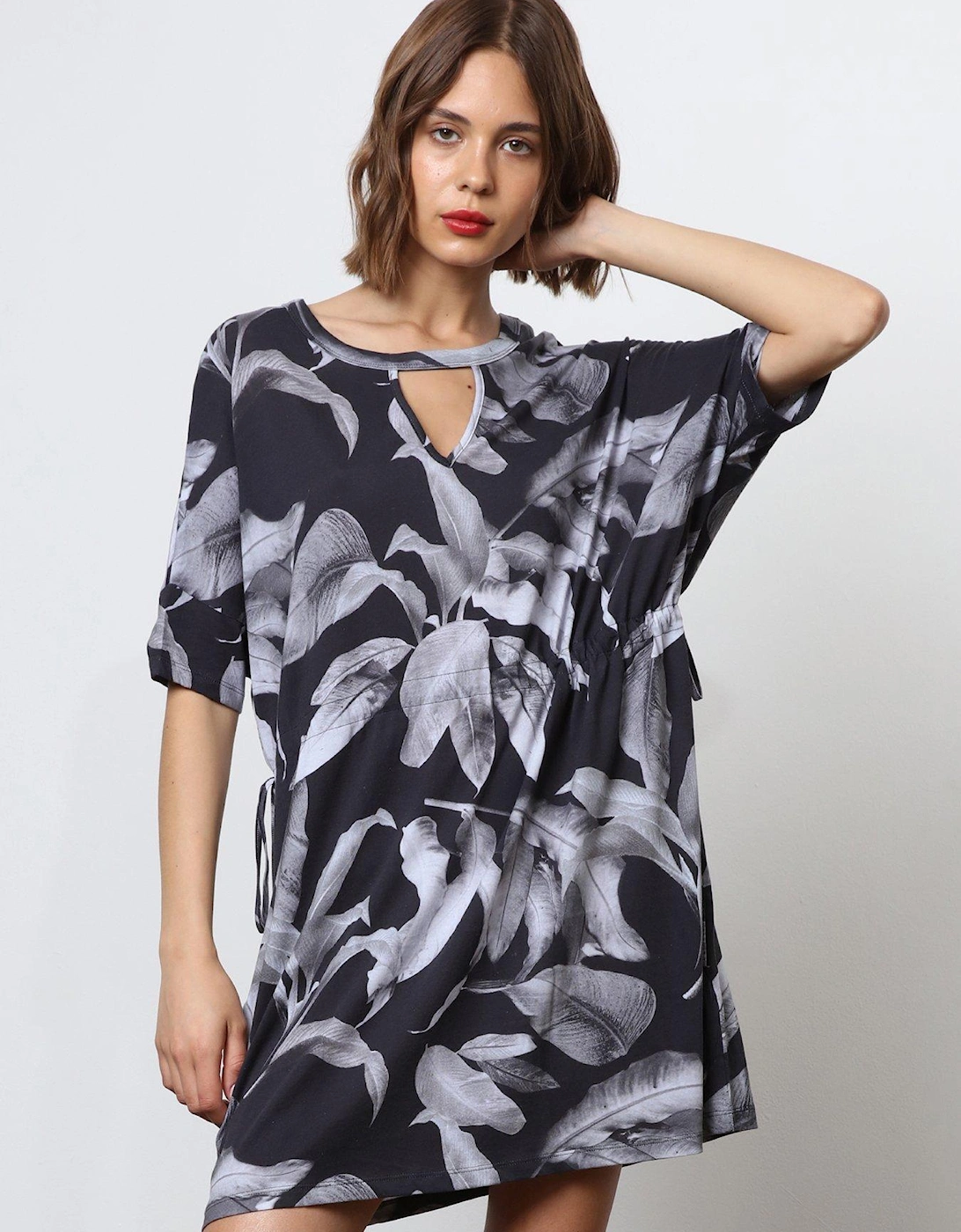 Abstract Jersey Tunic Dress - Black, 2 of 1
