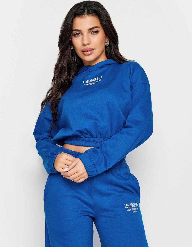 Petite Hoodie Los Angeles Embroidered Cobalt