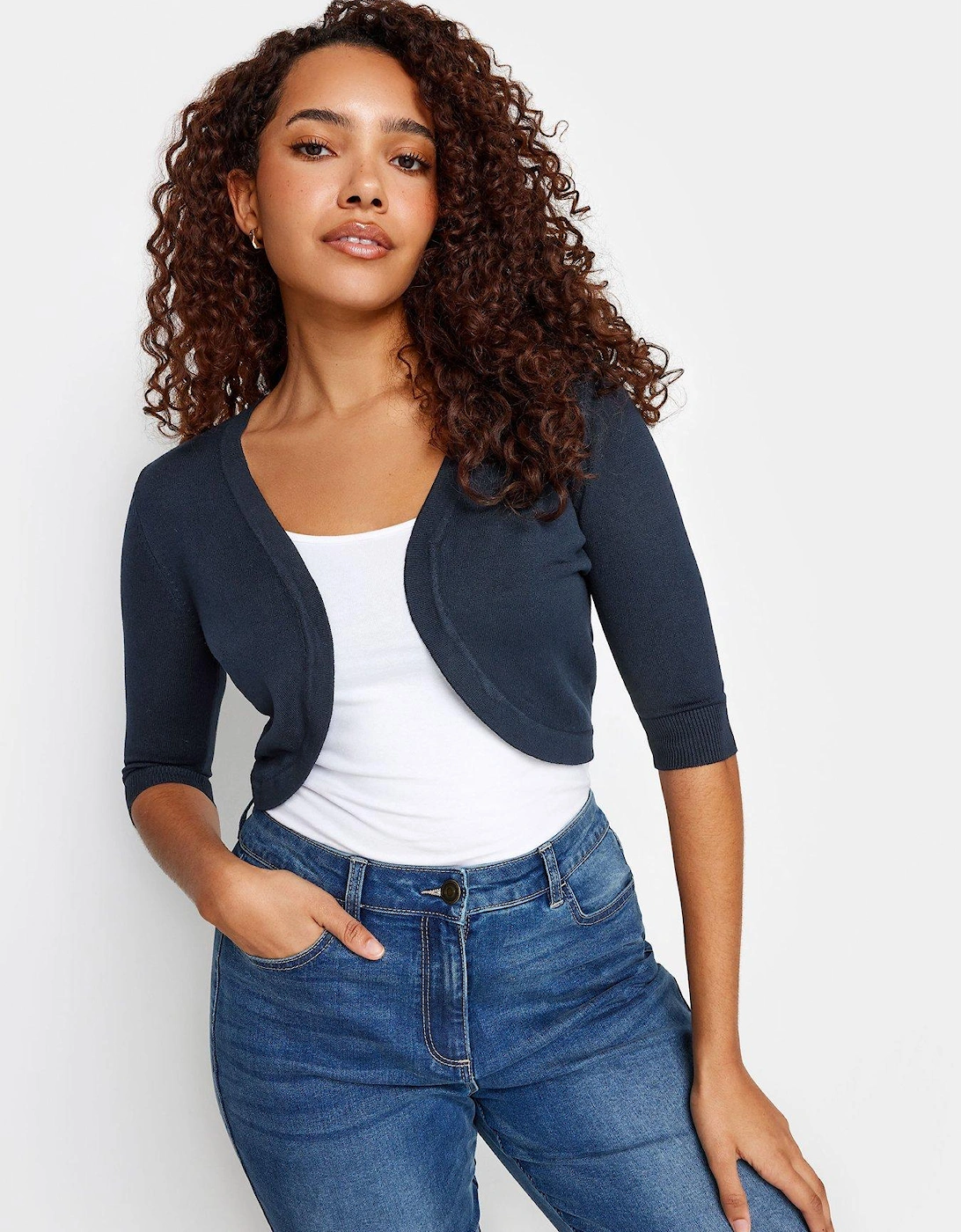 Navy Cropped Cardigan, 2 of 1