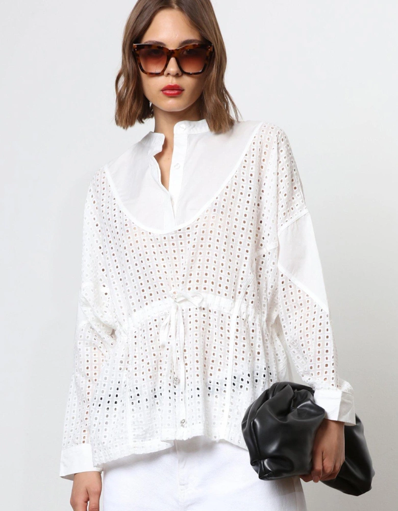 Embroidered Loose Shirt - White