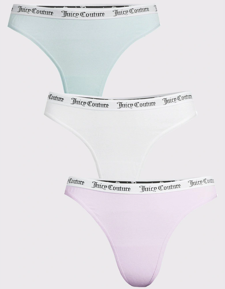 3 Pack Cotton Thong With Branded Elastic - Multi