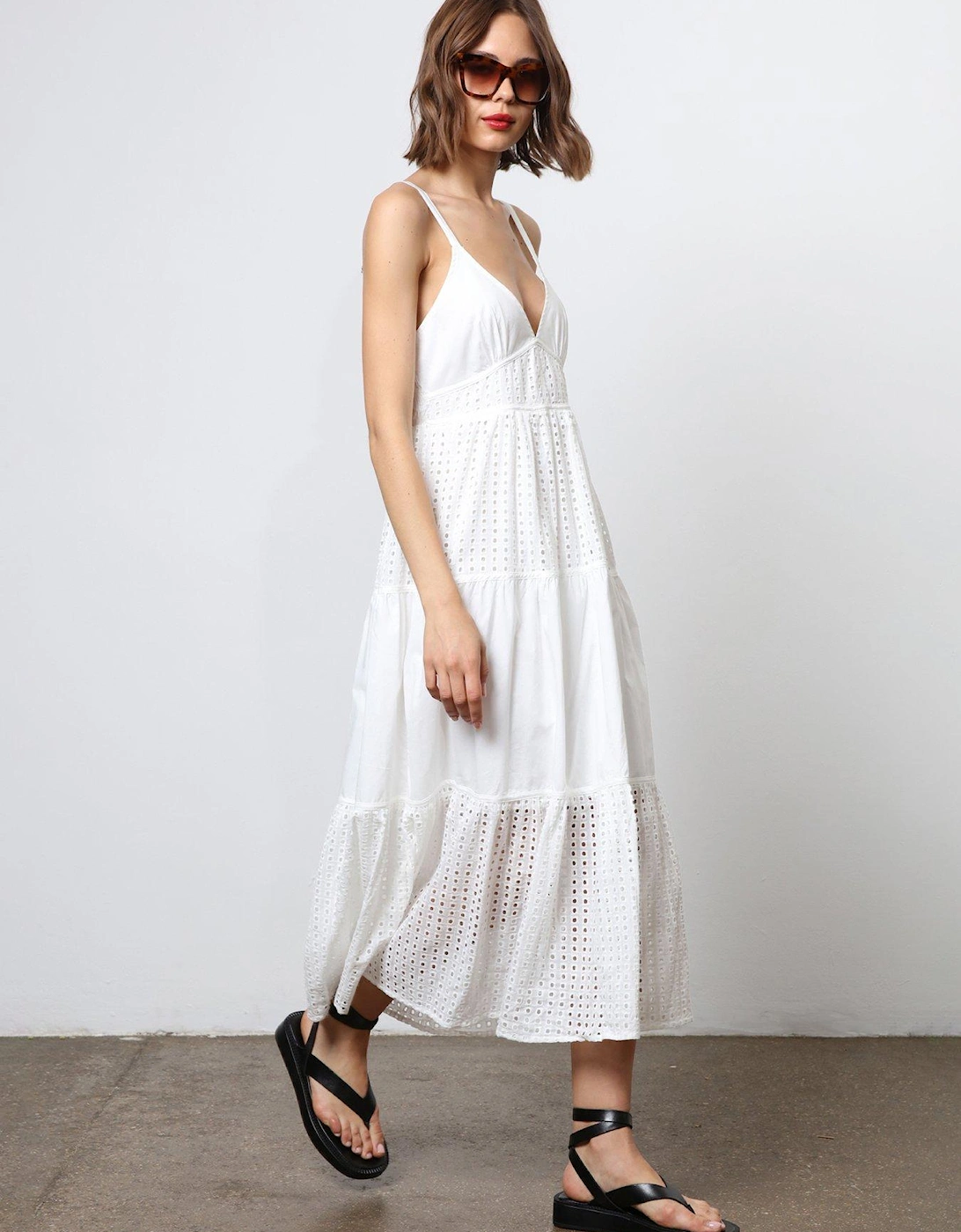 Embroidered Maxi Summer Dress - White, 2 of 1