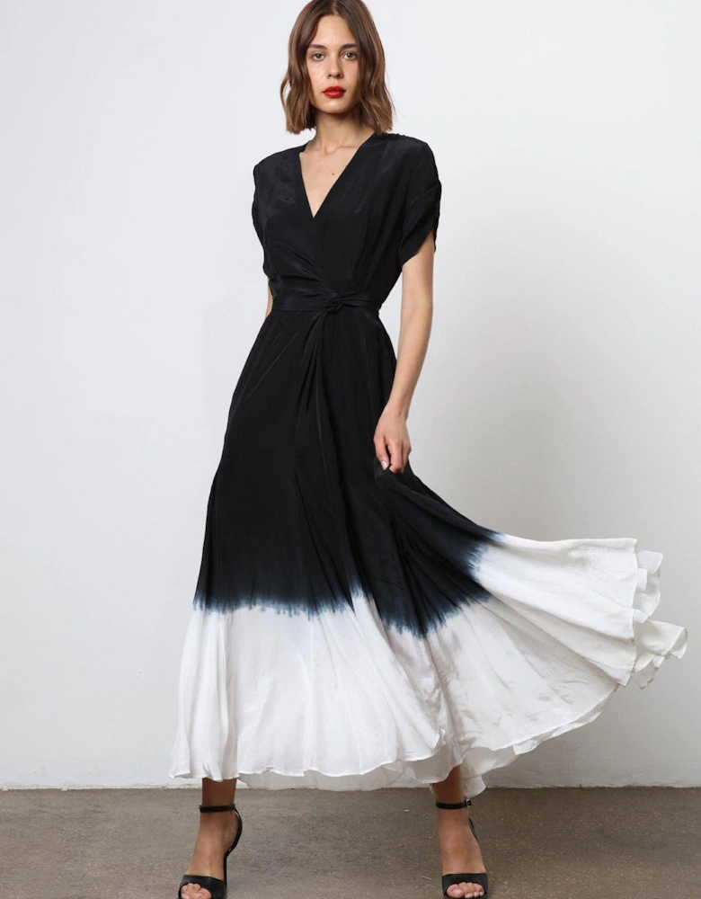 Monochrome Wrap Dress - Black