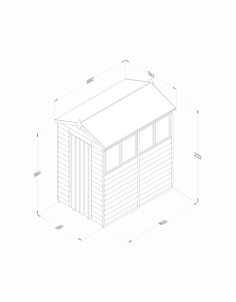 Garden 4LIFE Apex Shed 4x6 - Single Door - 4 Windows