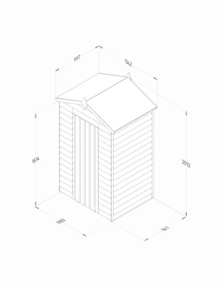 Garden 4LIFE Apex Shed 4x3 - Single Door - No Windows