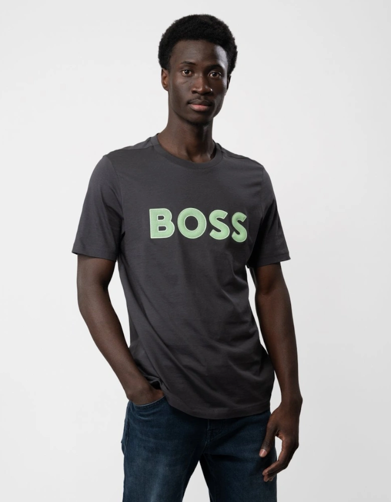 BOSS Green Tee 1 Mens Cotton Jersey Regular Fit T-Shirt with Mesh Logo