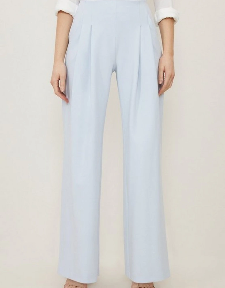 Compact Stretch Tailored Darted Straight Leg Trousers