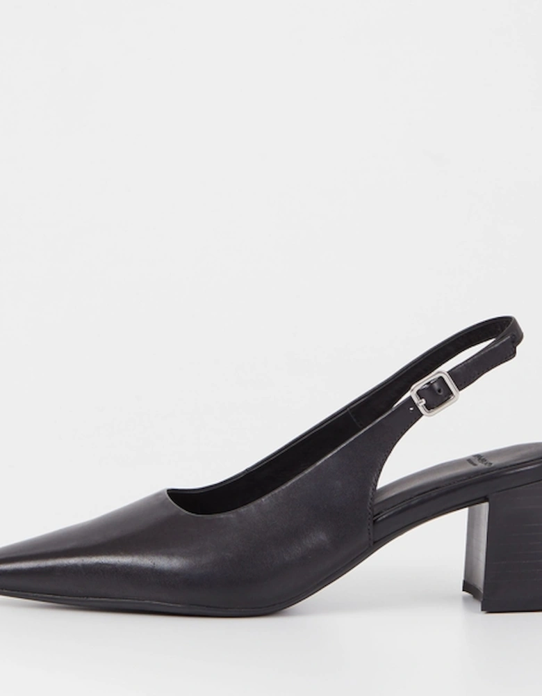 Women's Altea Leather Sling Back Court Shoes - Black
