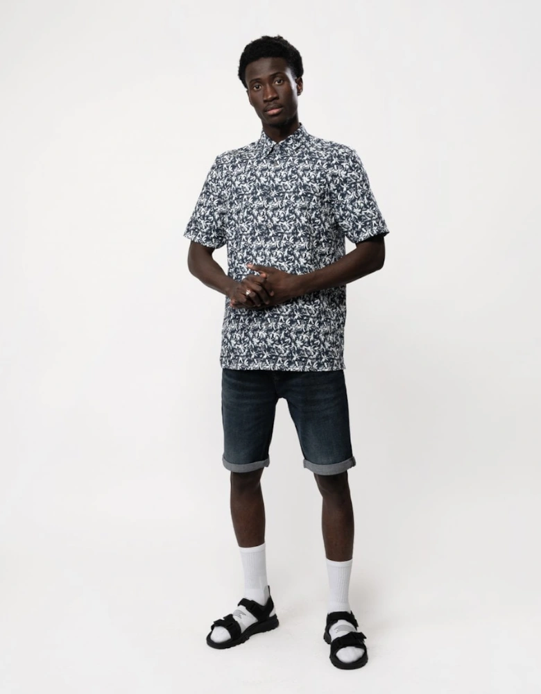 Tavaro Mens Short Sleeve Abstract Floral Print Shirt