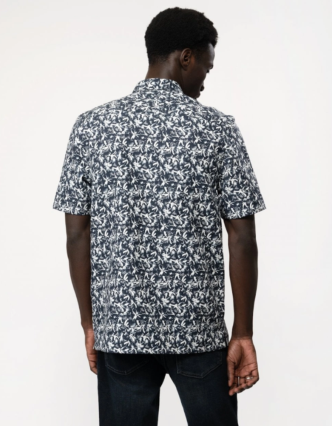 Tavaro Mens Short Sleeve Abstract Floral Print Shirt