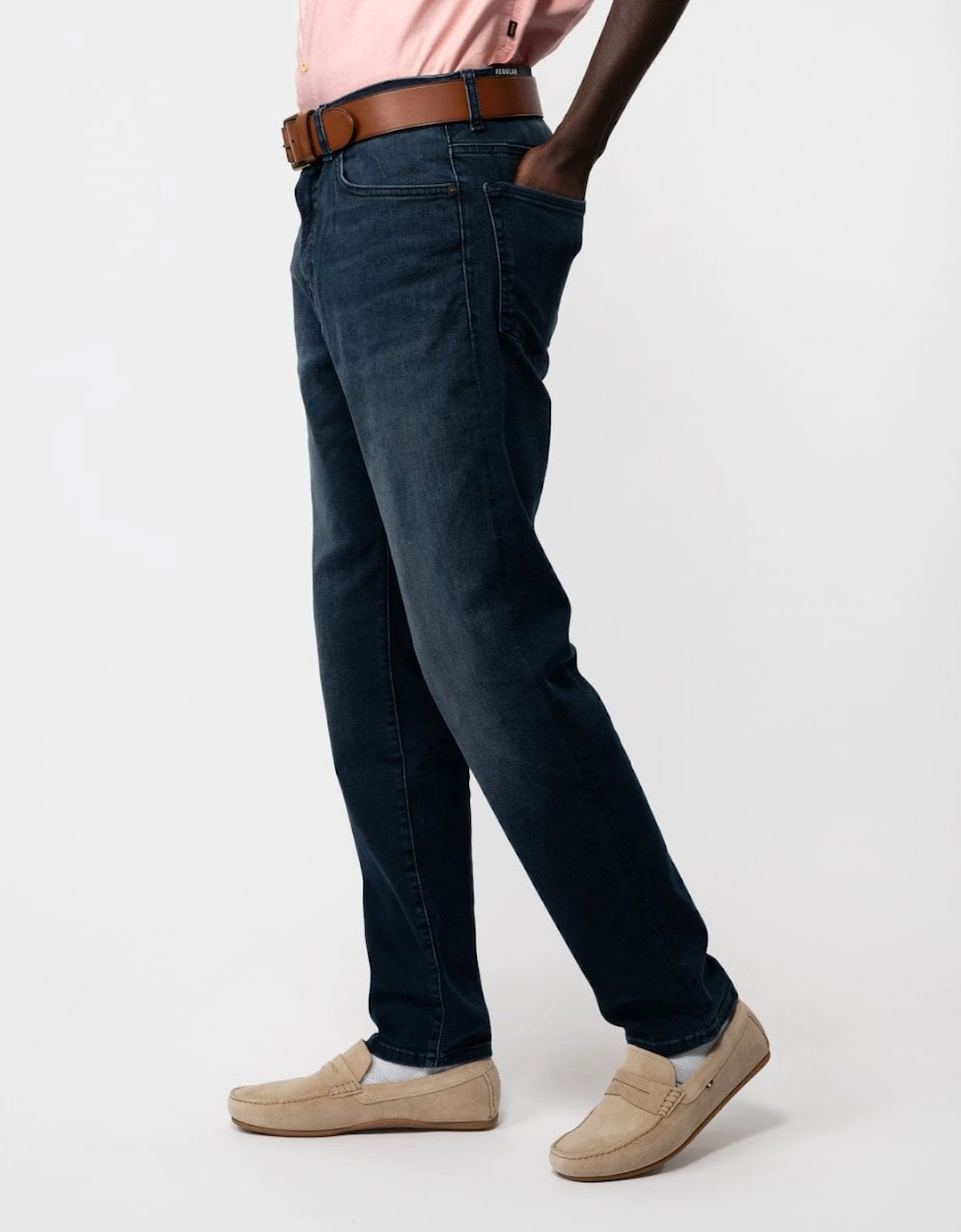 Orange Re.Maine BC Mens Regular Fit Jeans in Navy Super-Stretch Denim, 5 of 4