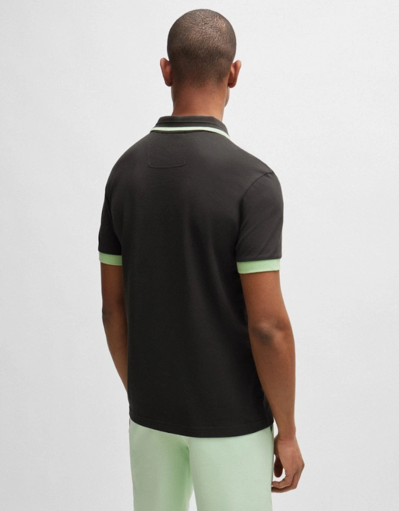 BOSS Green Paddy 1 Mens Cotton Piqué Polo Shirt with Contrast Stripes and Logo