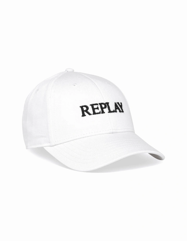 Embroidered Logo White Baseball Cap