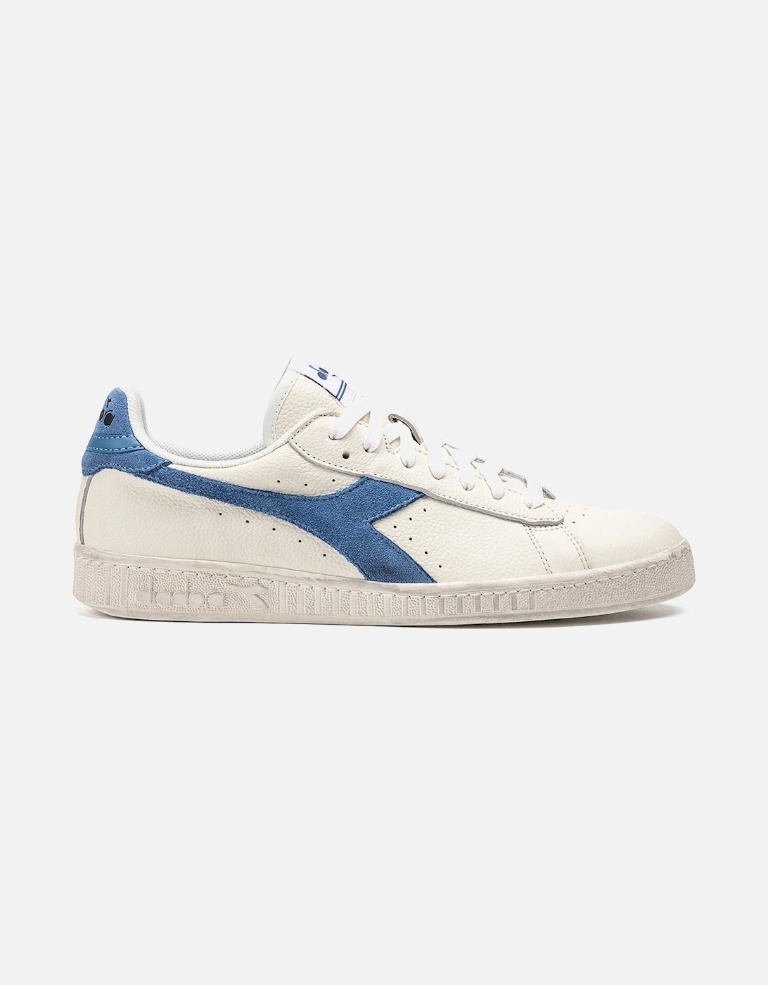 Game L Low Waxed Suede Pop Trainer White/Bleached Denim, 4 of 3
