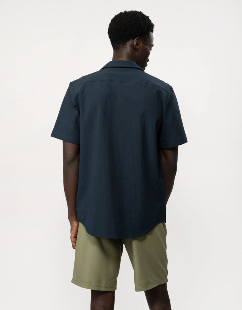 Ellino Mens Short Sleeve Shirt in Stretch Cotton Seersucker