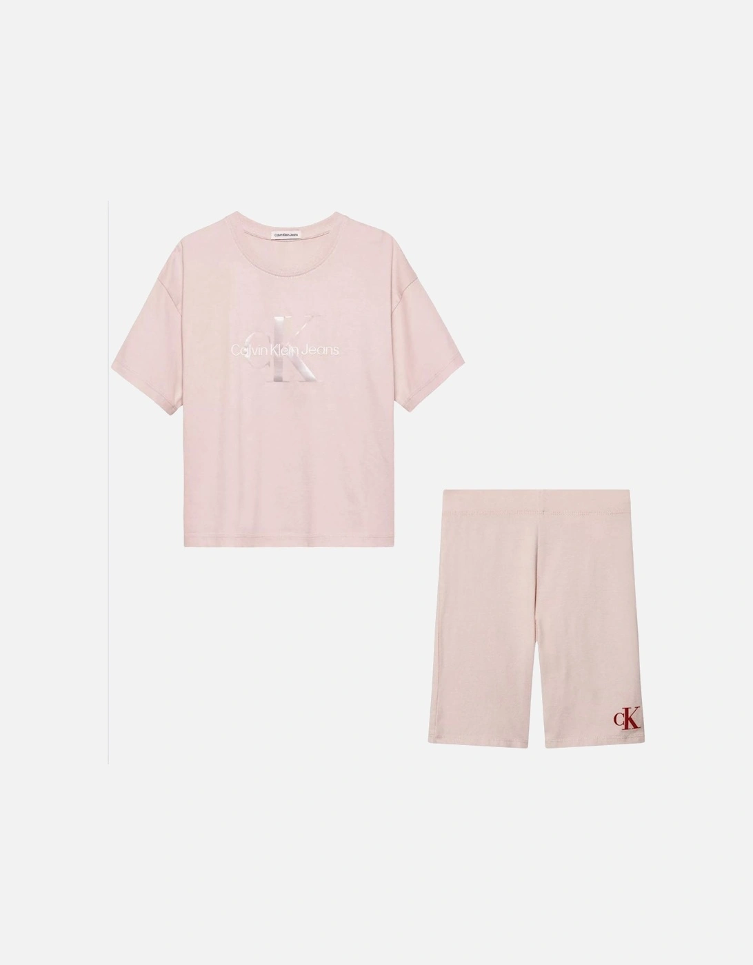 GIRLS PINK CYCLE SHORTS SET, 2 of 1