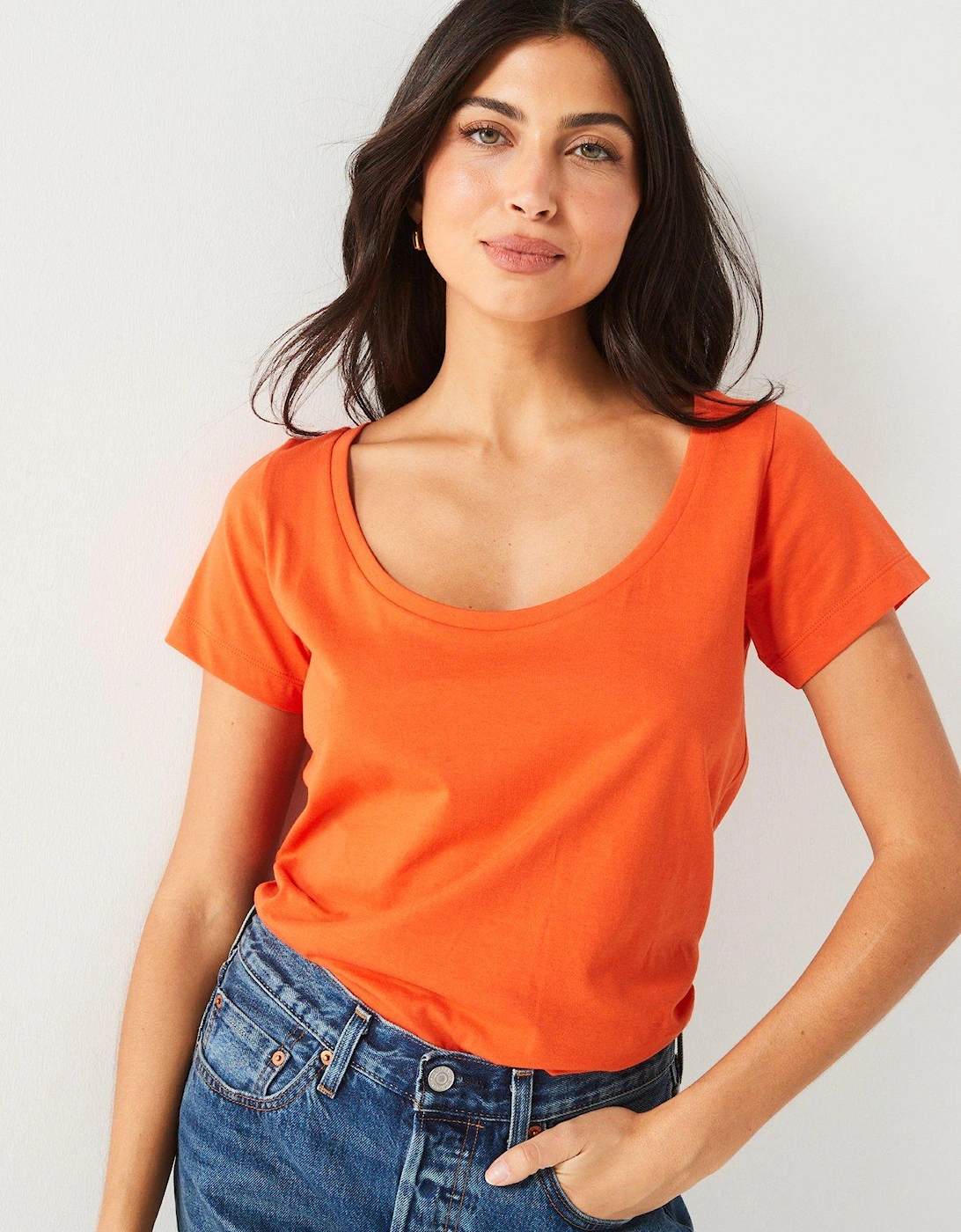 The Essential Scoop Neck T-shirt - Orange, 3 of 2