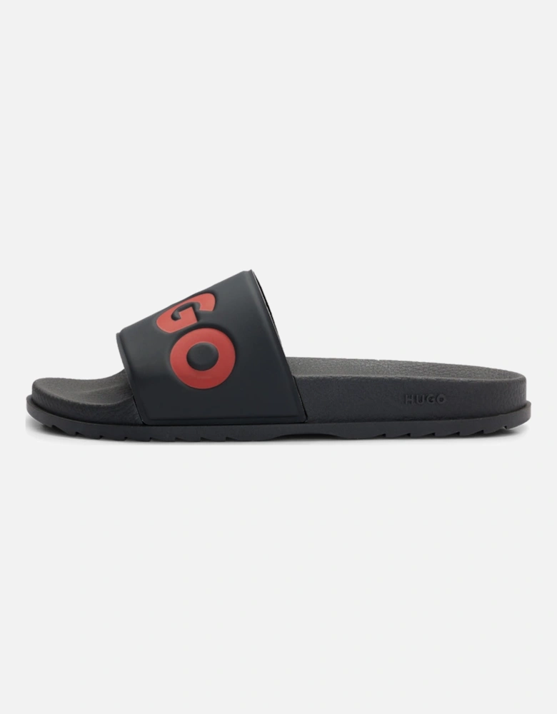 Logo Strap Sliders, Black/Red