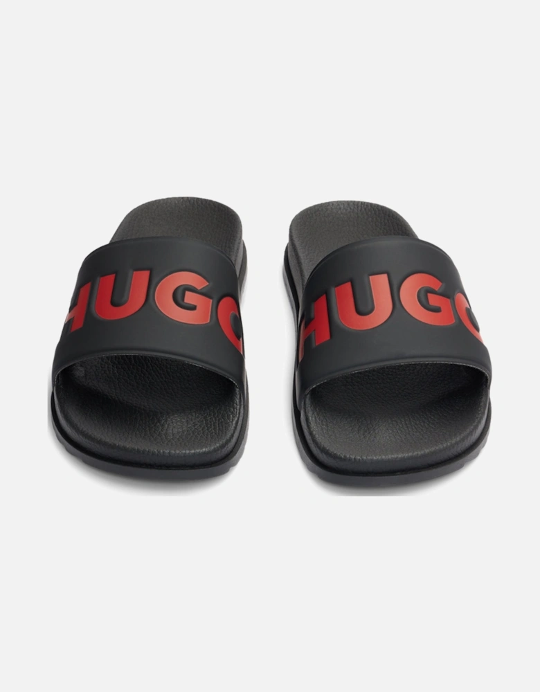 Match Slider Sandals, Black/Red