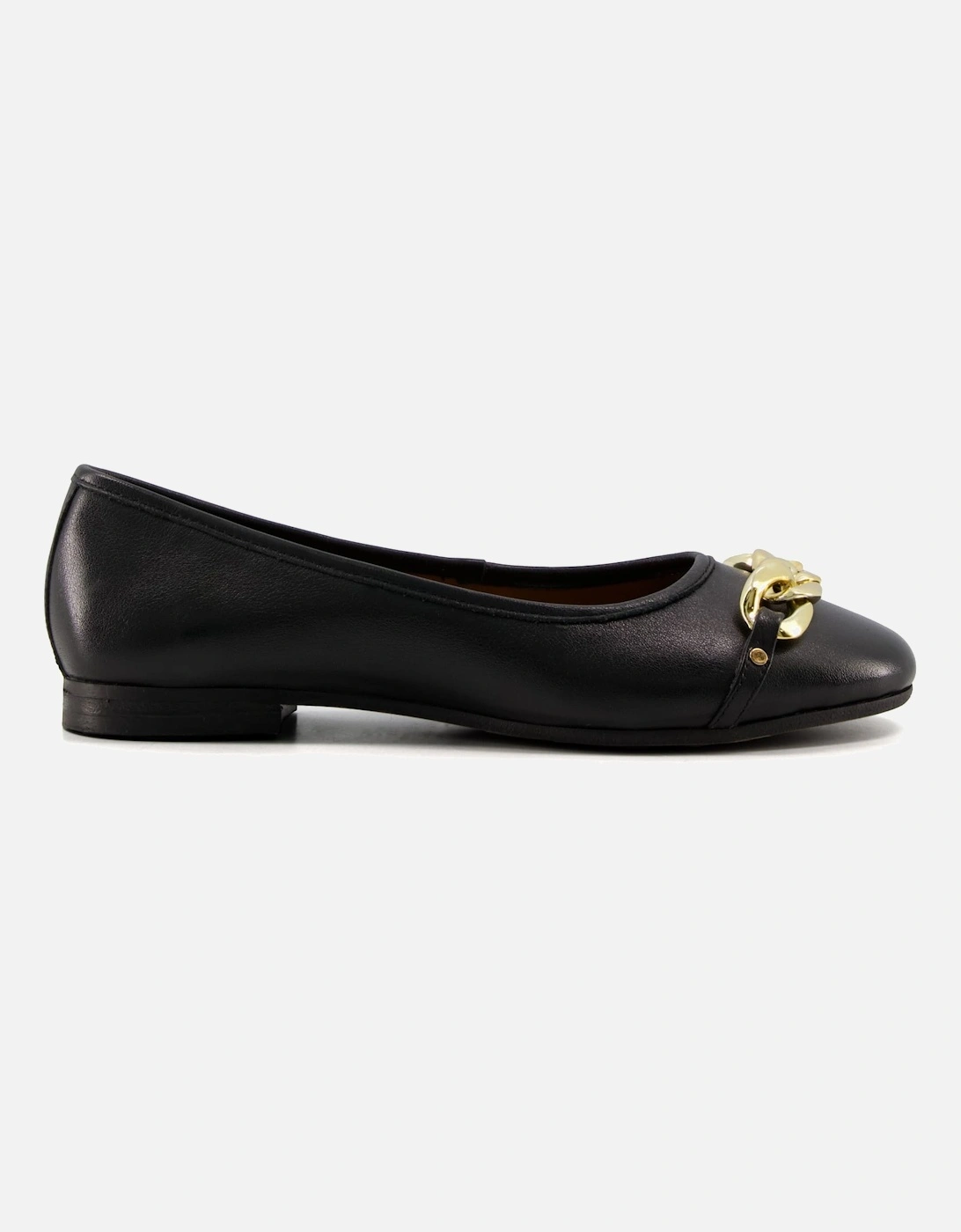 Ladies Hassel - Chain Trim Leather Ballet Flats
