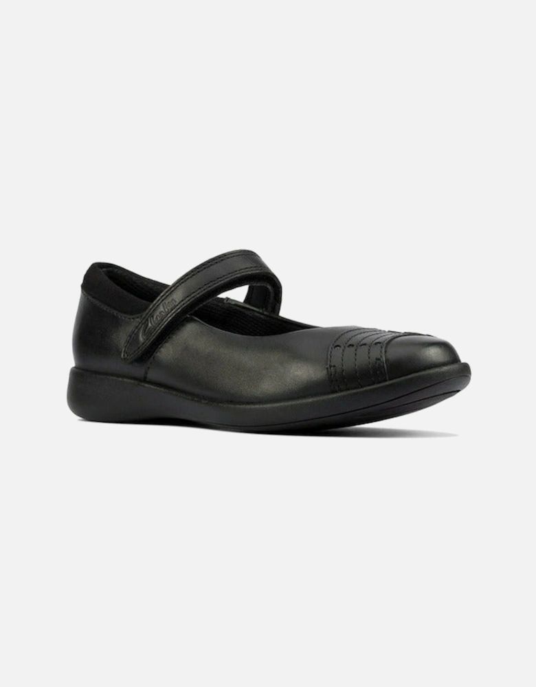 Etch Beam Kids Black Leather school shoe