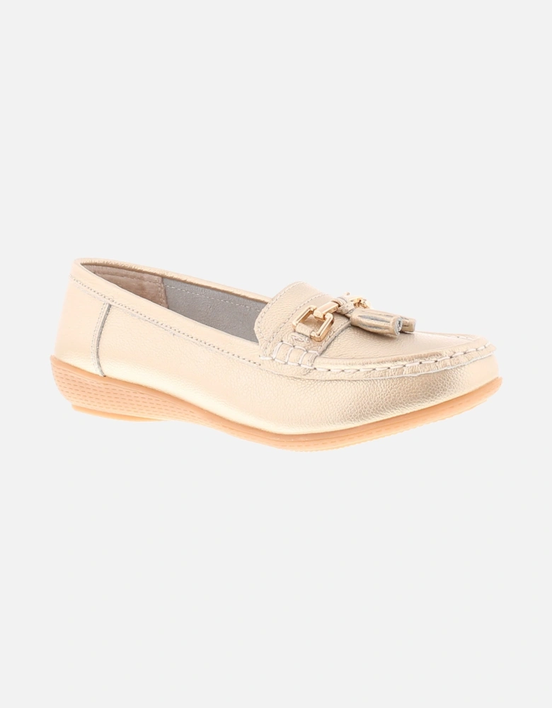 Womens Shoes Flat Nautical Leather Slip On gold UK Size