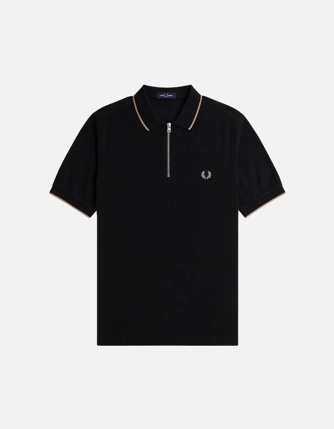 FP Crepe Pique Zip Neck Polo Shirt - Black, 4 of 3