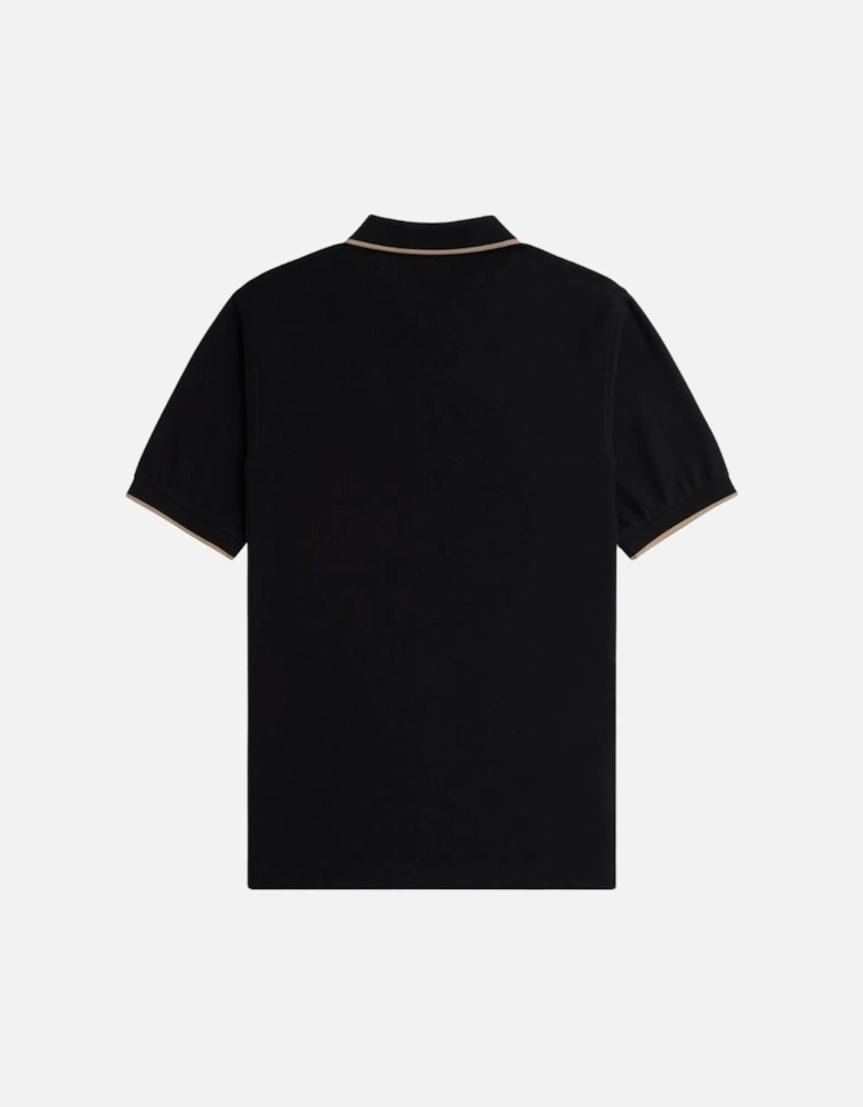 FP Crepe Pique Zip Neck Polo Shirt - Black