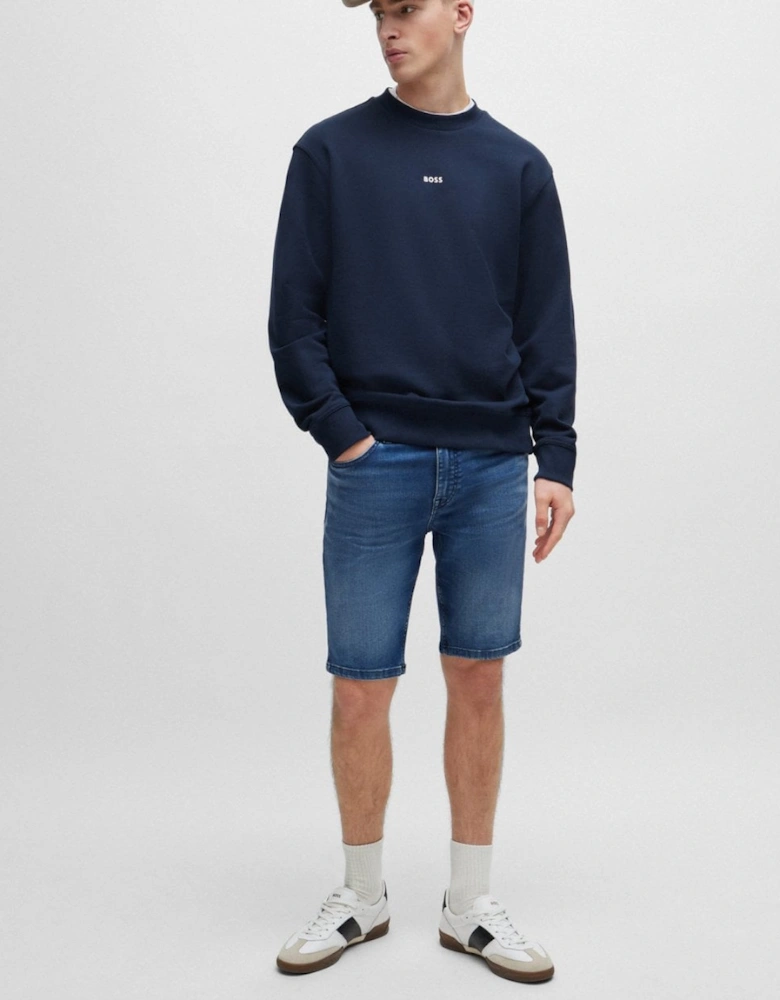 Orange Delaware BC-C Mens Slim Fit Shorts in Blue Soft-Motion Denim