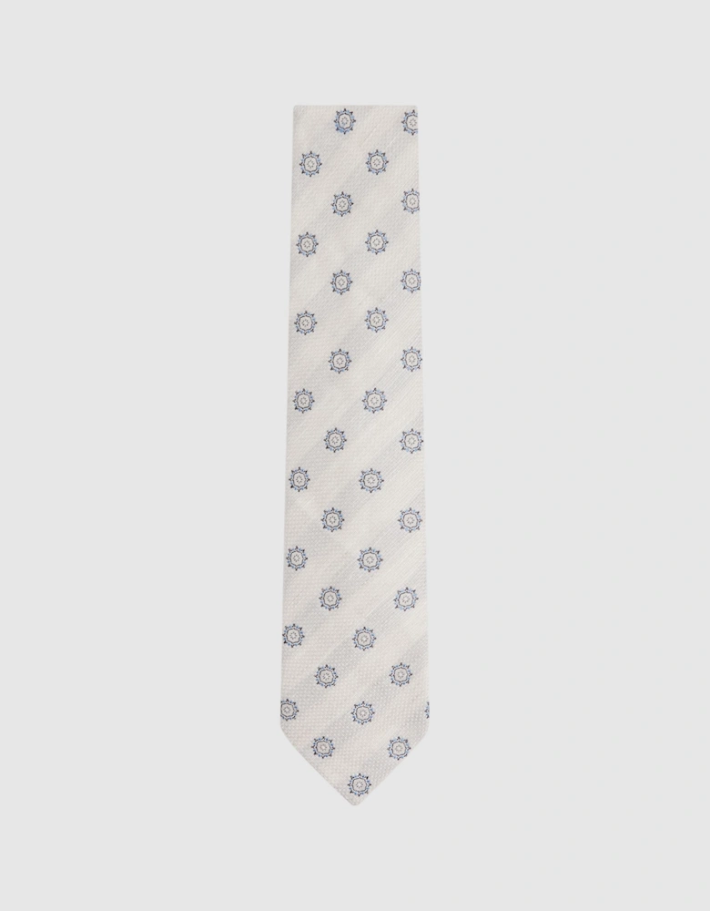 Linen Silk Medallion Print Tie