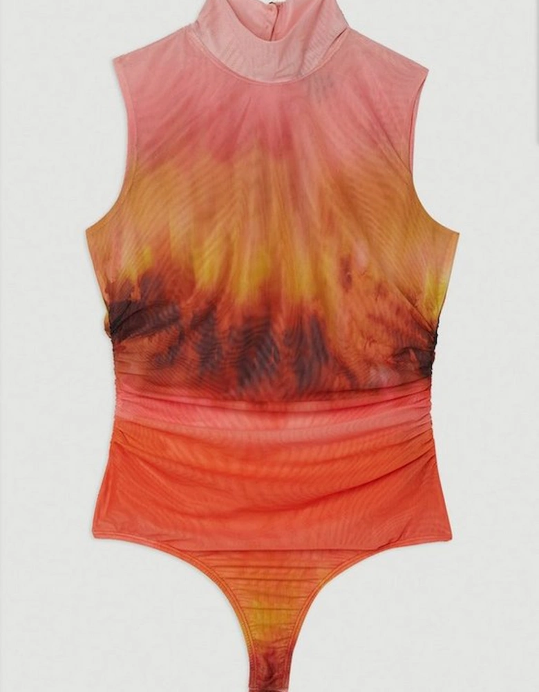 Ombre Print Jersey Halter Neck Bodysuit