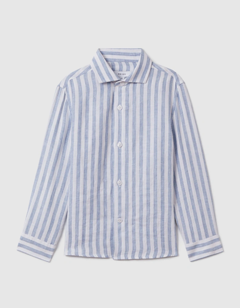Linen Button-Through Striped Shirt