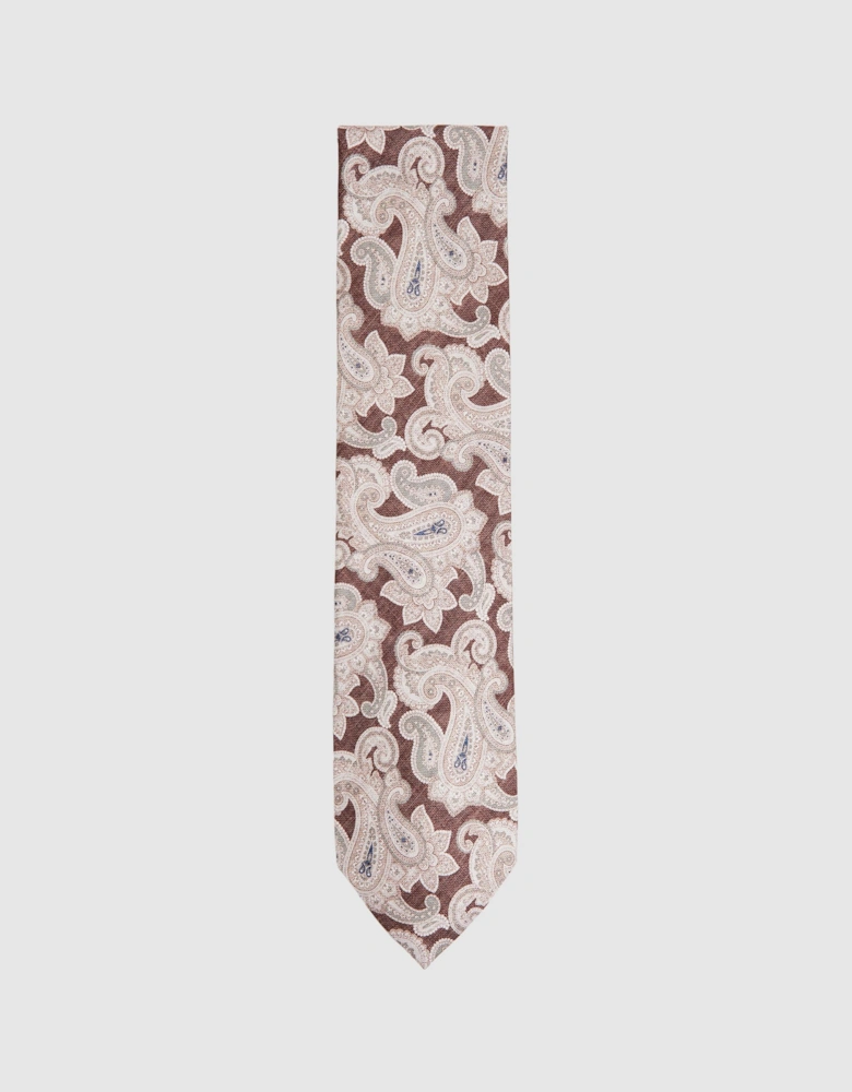 Silk Paisley Print Tie