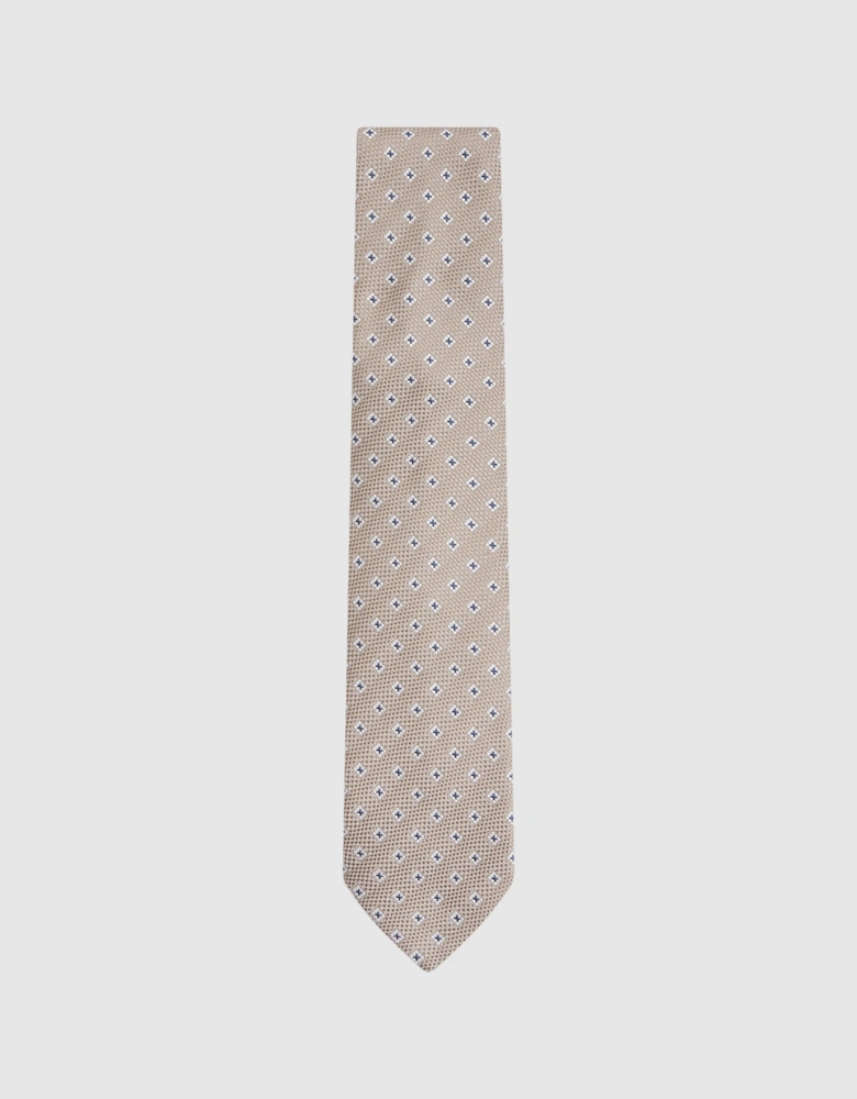 Silk Blend Floral Print Tie