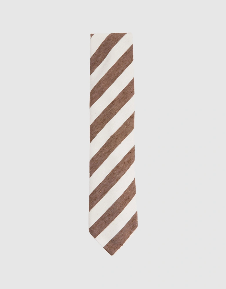 Textured Silk Blend Striped Tie