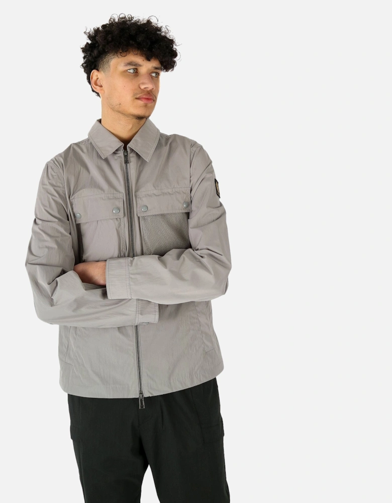 Outline Zip Mesh Pocket Grey Overshirt Jacket