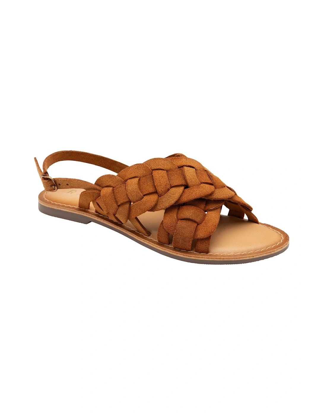 Perran Woven Front Leather Flat Sandals - Tan, 2 of 1
