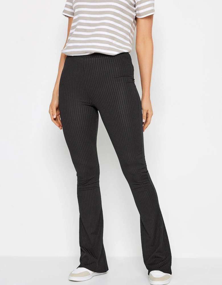 Tall Black Ribbed Flare Trouser