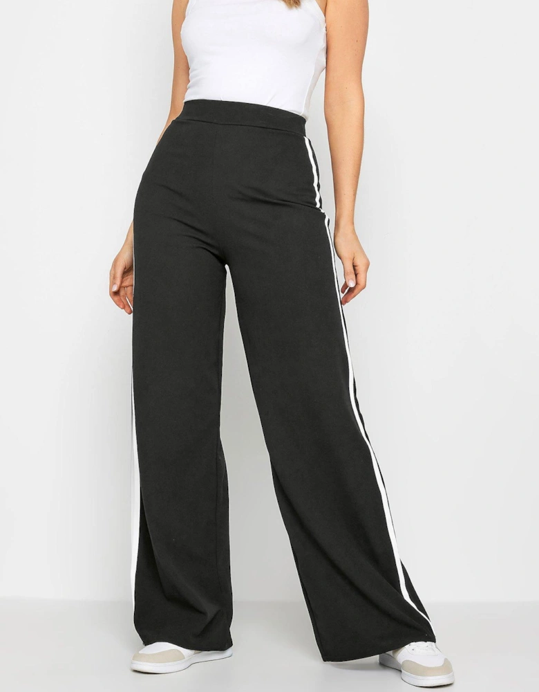 Tall Black Scuba White Side Stripe Trousers