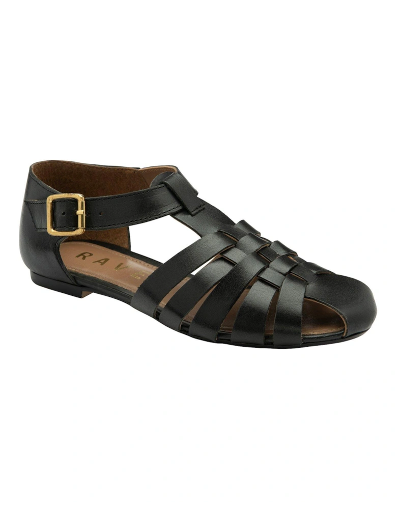 Garlston Leather Gladiator Flat Sandals - Black