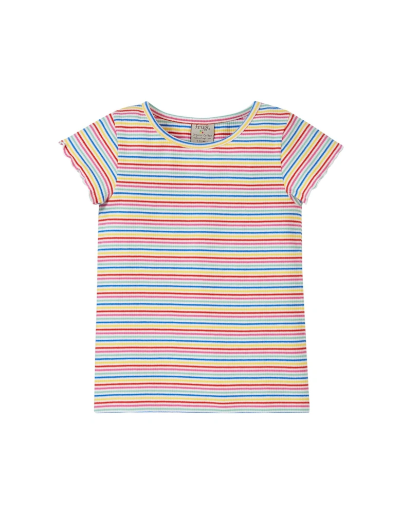 Girls Lettuce Rainbow Rib T-shirt - Multi