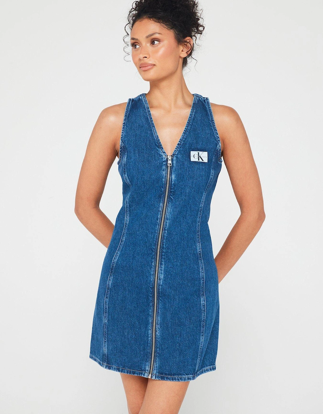 Sleeveless Denim Mini Dress - Blue, 3 of 2