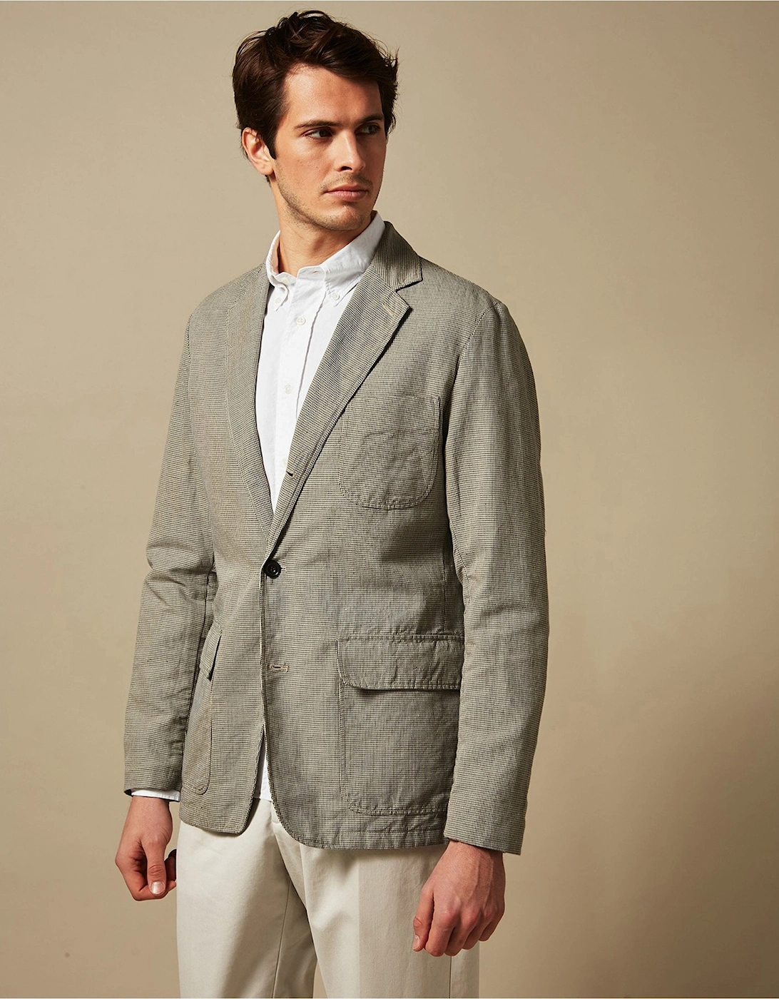 Cotton Linen Houndstooth Jetty Jacket