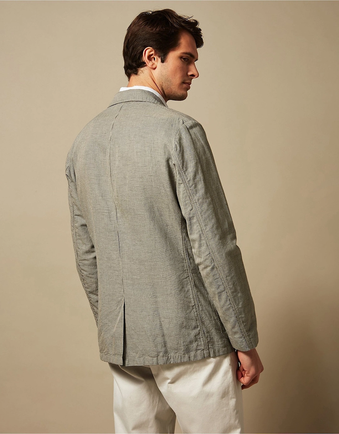 Cotton Linen Houndstooth Jetty Jacket