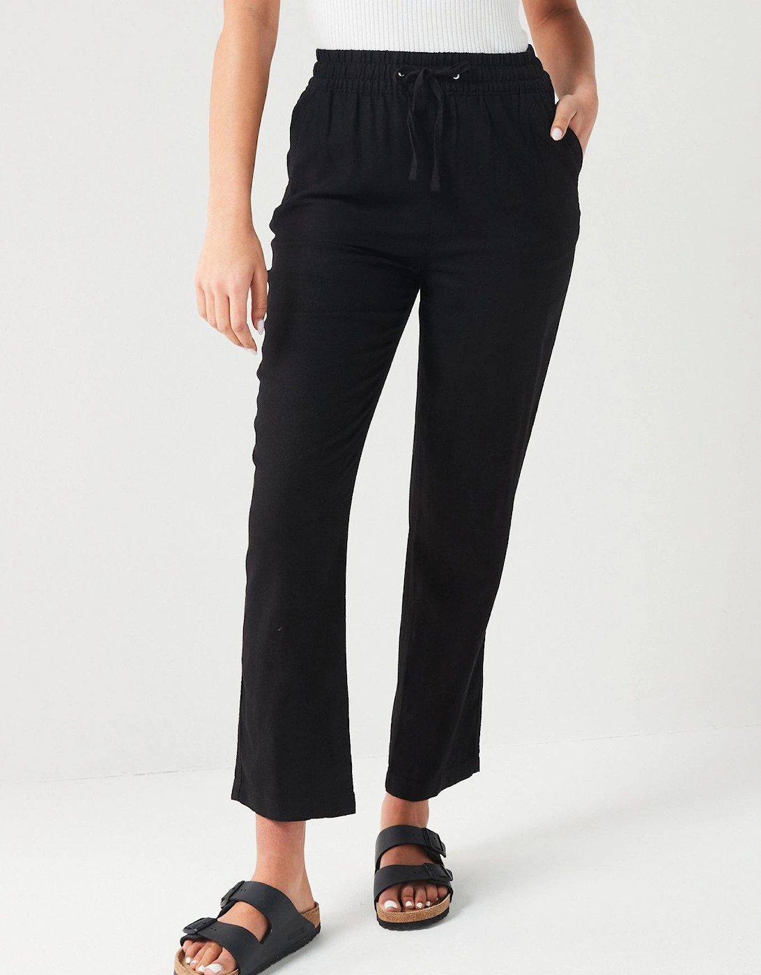 Linen Blend Trousers - Black, 7 of 6